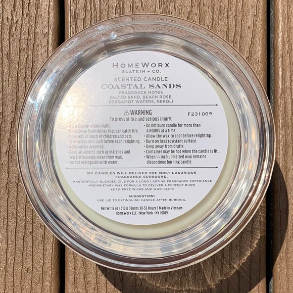 COASTAL SANDS HARRY SLATKIN HOMEWORX 4 WICK, 18oz CANDLE NWTS! - Picture 3 of 5